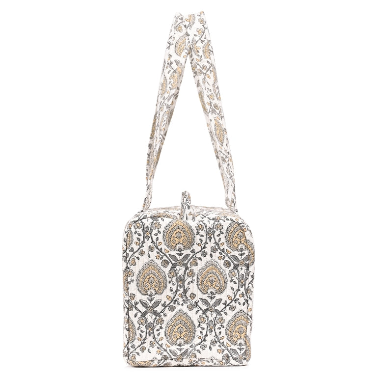 BETTLE JAAL HAND BLOCK PRINTED QUILTED TRAVEL MICRO DUFFLE BAG
