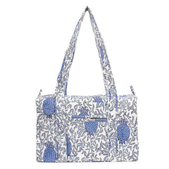 PINEAPPLE GARDEN HAND BLOCK PRINTED QUILTED TRAVEL DUFFLE BAG SMALL