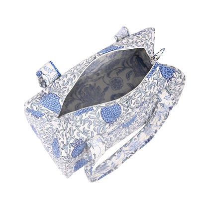 PINEAPPLE GARDEN HAND BLOCK PRINTED QUILTED TRAVEL MICRO DUFFLE BAG