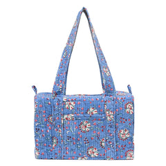 OCTOPUS HAND BLOCK PRINTED QUILTED TRAVEL DUFFLE BAG SMALL