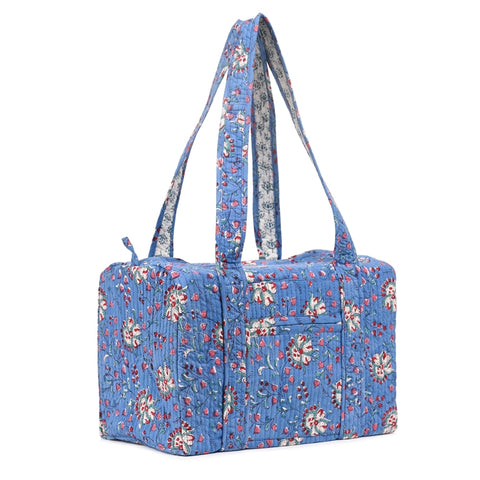 OCTOPUS HAND BLOCK PRINTED QUILTED TRAVEL DUFFLE BAG SMALL