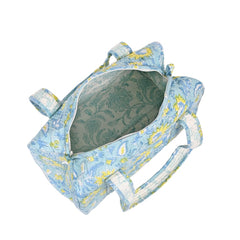 YELLOW ALGAE  HAND BLOCK PRINTED QUILTED TRAVEL DUFFLE BAG SMALL