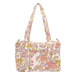 YELLOW SNEEZEWORT HAND BLOCK PRINTED QUILTED TRAVEL DUFFLE BAG SMALL