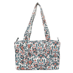 THANOS GARDEN HAND BLOCK PRINTED QUILTED TRAVEL DUFFLE BAG SMALL
