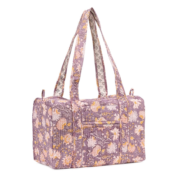 BAVANDAR JAAL HAND BLOCK PRINTED QUILTED TRAVEL DUFFLE BAG SMALL