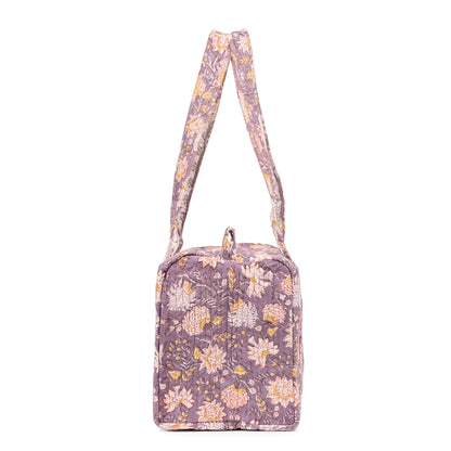BAVANDAR JAAL HAND BLOCK PRINTED QUILTED TRAVEL MICRO DUFFLE BAG