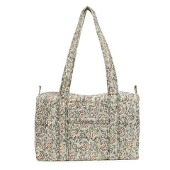 ZINNIA HAND BLOCK PRINTED QUILTED TRAVEL DUFFLE BAG SMALL