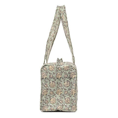ZINNIA HAND BLOCK PRINTED QUILTED TRAVEL DUFFLE BAG SMALL