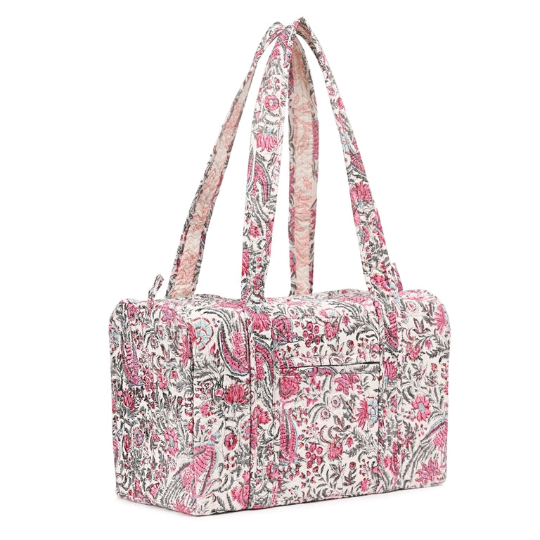 CHINTZ JAAL HAND BLOCK PRINTED QUILTED TRAVEL MICRO DUFFLE BAG
