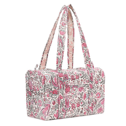 CHINTZ JAAL HAND BLOCK PRINTED QUILTED TRAVEL MICRO DUFFLE BAG