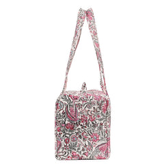 CHINTZ JAAL HAND BLOCK PRINTED QUILTED TRAVEL DUFFLE BAG SMALL
