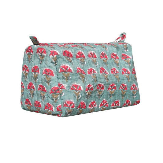 NEELKAMAL HAND BLOCK COTTON PRINTED QUILTED TOILETRY & MAKEUP POUCH