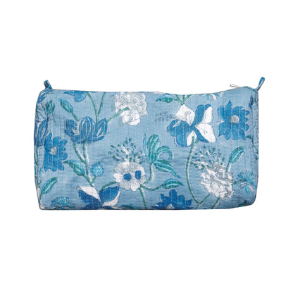 NEELARA BLOOM HAND BLOCK COTTON PRINTED QUILTED TOILETRY & MAKEUP POUCH