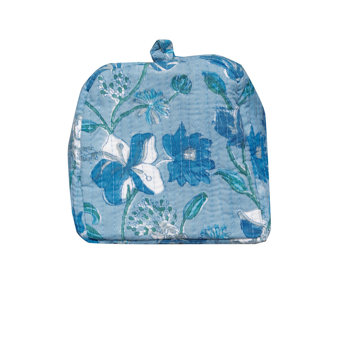 NEELARA BLOOM HAND BLOCK COTTON PRINTED QUILTED TOILETRY & MAKEUP POUCH
