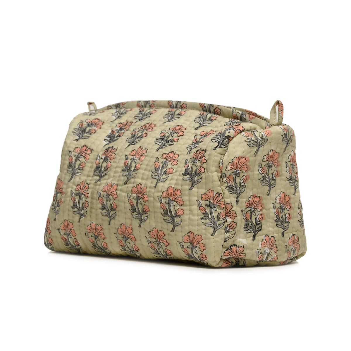 LAJWANTI BUTTI HAND BLOCK COTTON PRINTED QUILTED TOILETRY BAG