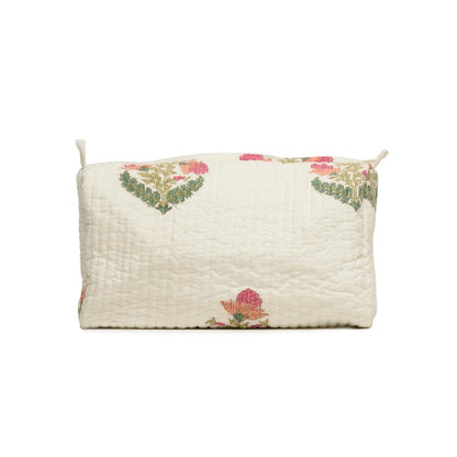 ARGEMONE MEXICANA HAND BLOCK COTTON PRINTED QUILTED TOILETRY BAG