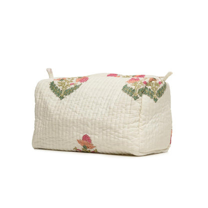 ARGEMONE MEXICANA HAND BLOCK COTTON PRINTED QUILTED TOILETRY BAG