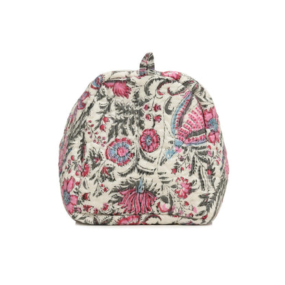 CHINTZ JAL _ 5 HAND BLOCK COTTON PRINTED QUILTED TOILETRY POUCH