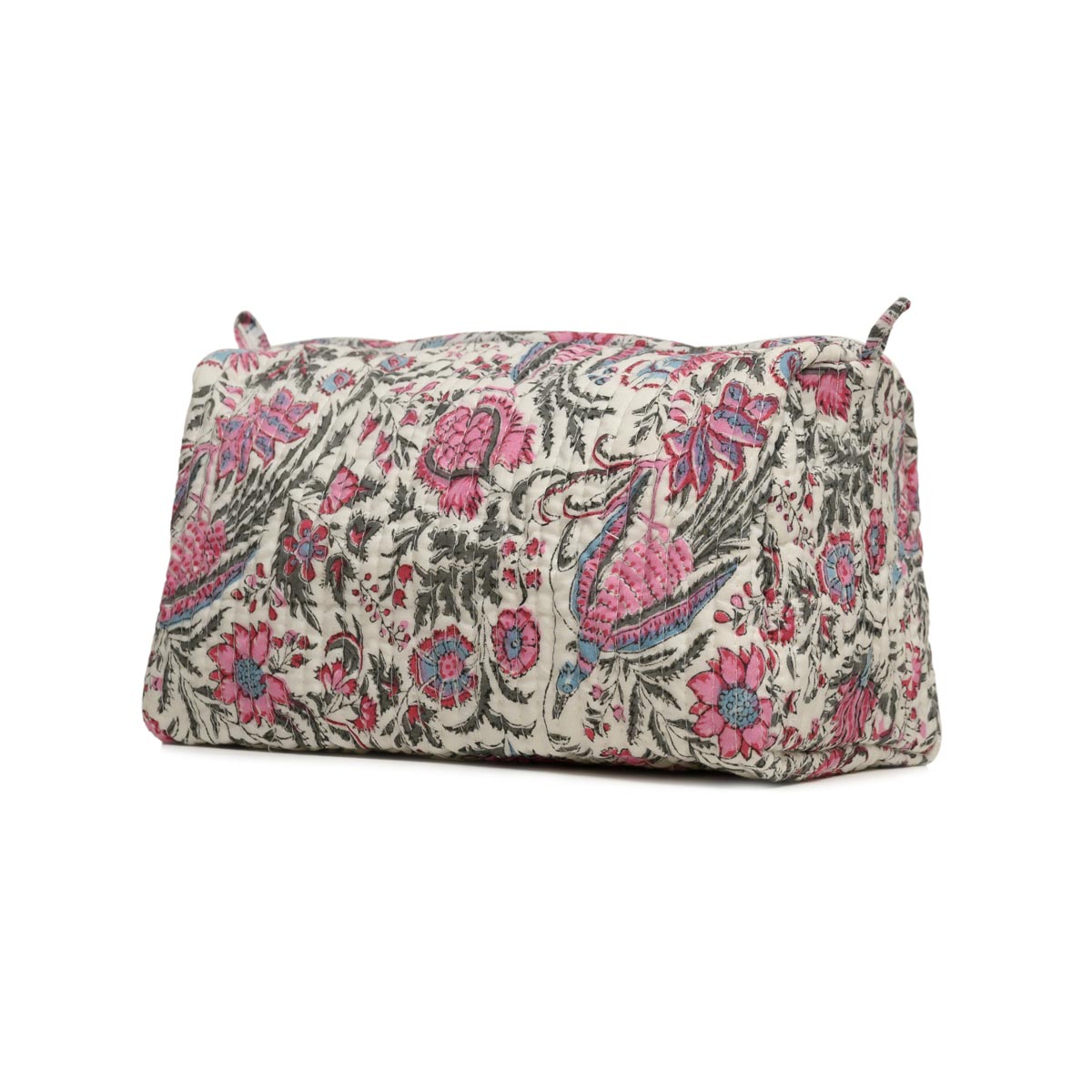 CHINTZ JAL _ 5 HAND BLOCK COTTON PRINTED QUILTED TOILETRY POUCH