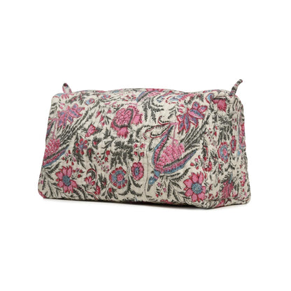 CHINTZ JAL _ 5 HAND BLOCK COTTON PRINTED QUILTED TOILETRY POUCH