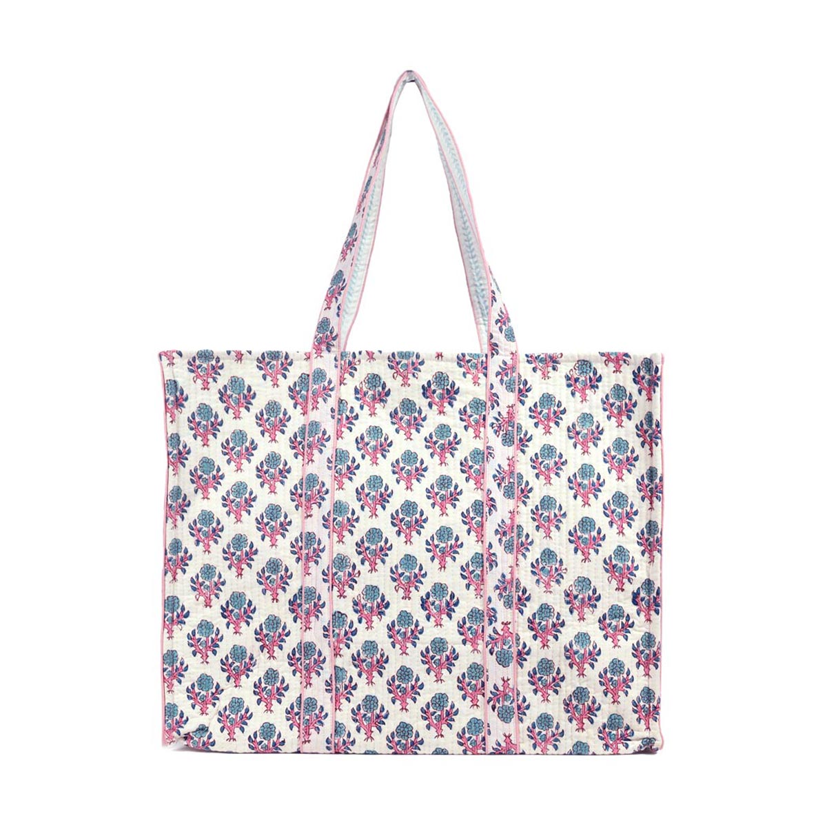 MARIGOLD BUTTI HAND BLOCK COTTON PRINTED QUILTED TOTE BAG