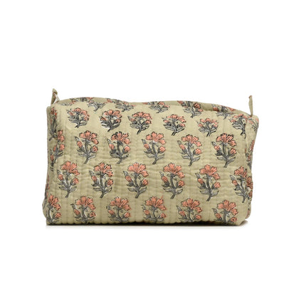 LAJWANTI BUTTI HAND BLOCK COTTON PRINTED QUILTED TOILETRY BAG