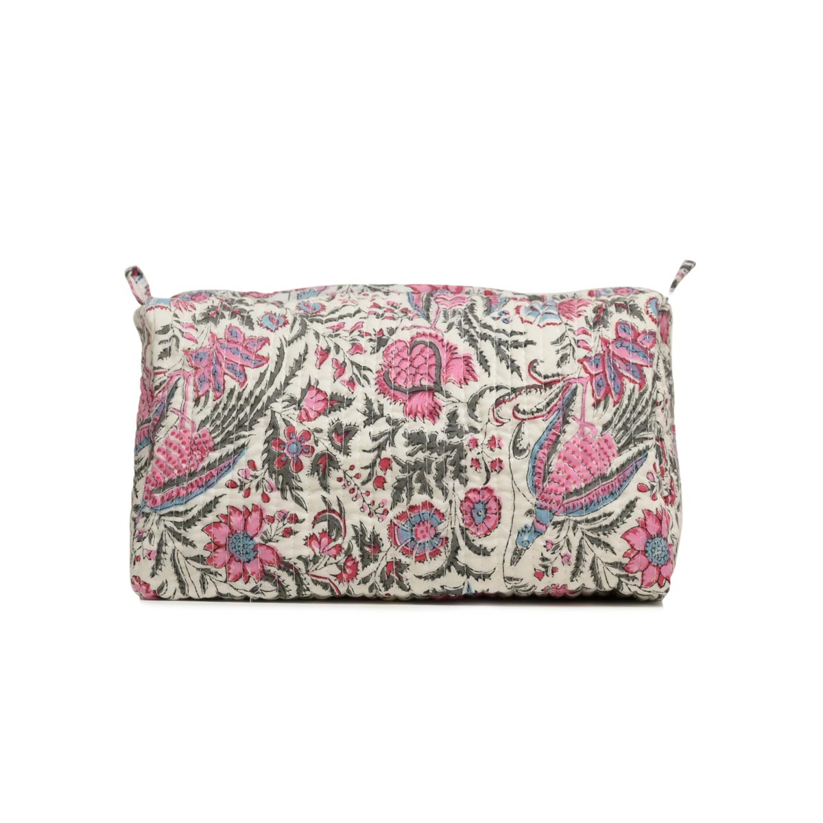 CHINTZ JAL _ 5 HAND BLOCK COTTON PRINTED QUILTED TOILETRY POUCH