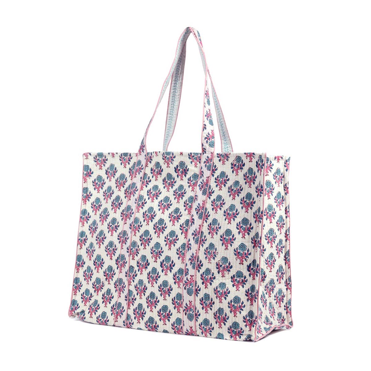 MARIGOLD BUTTI HAND BLOCK COTTON PRINTED QUILTED TOTE BAG