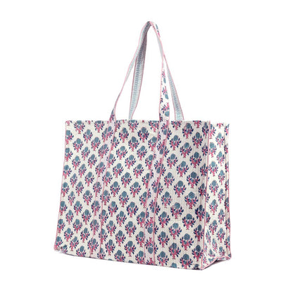 MARIGOLD BUTTI HAND BLOCK COTTON PRINTED QUILTED TOTE BAG