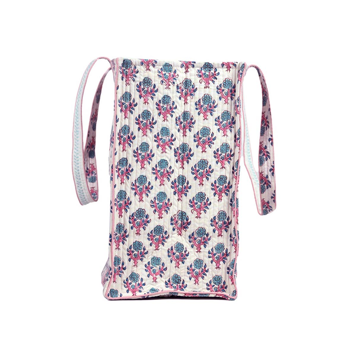 MARIGOLD BUTTI HAND BLOCK COTTON PRINTED QUILTED TOTE BAG