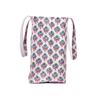 MARIGOLD BUTTI HAND BLOCK COTTON PRINTED QUILTED TOTE BAG