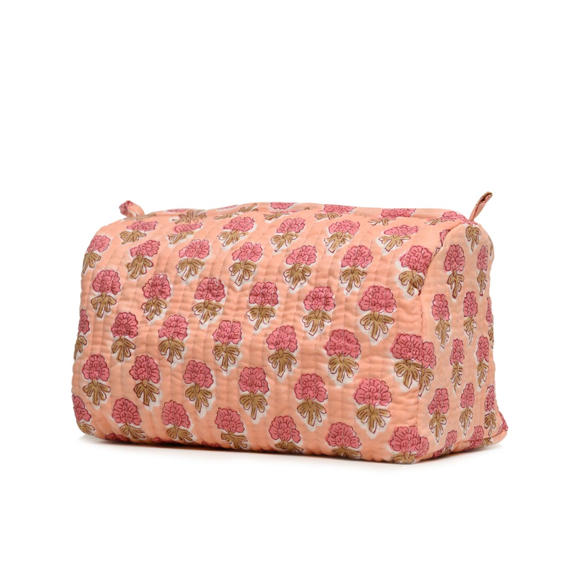 PINK GUL BUTTI QUILTED TOILETRY POUCH