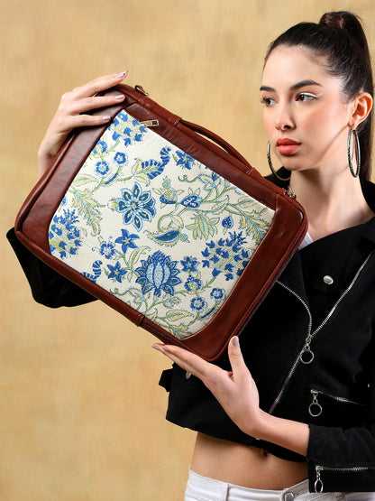 KORAMANGALA JAAL HAND BLOCK COTTON PRINTED & VEGAN LEATHER LAPTOP SLEEVE 13″