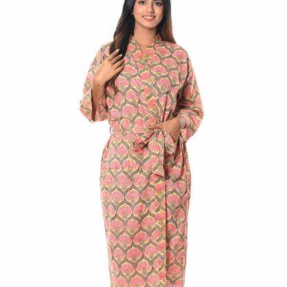 TESSILATION LOTUS COTTON PRINTED BATHROBE