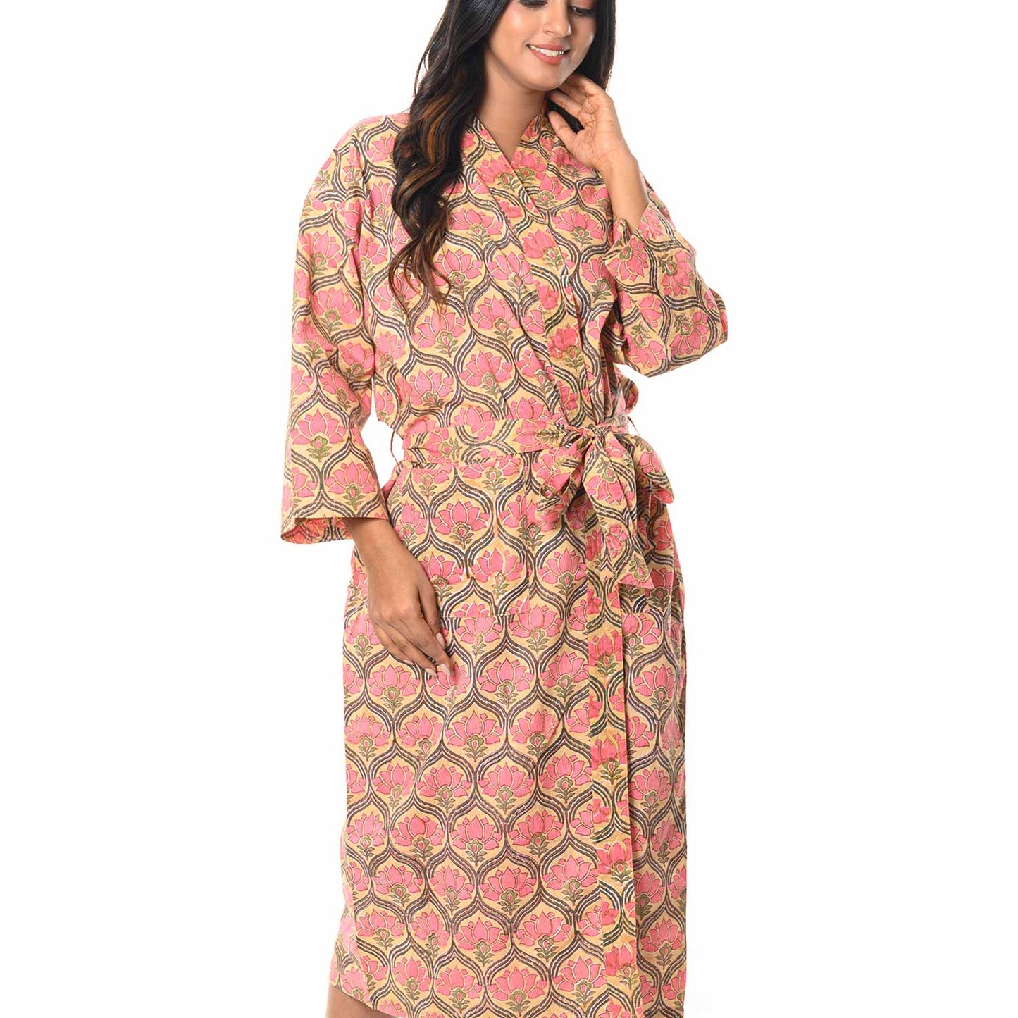 TESSILATION LOTUS COTTON PRINTED BATHROBE