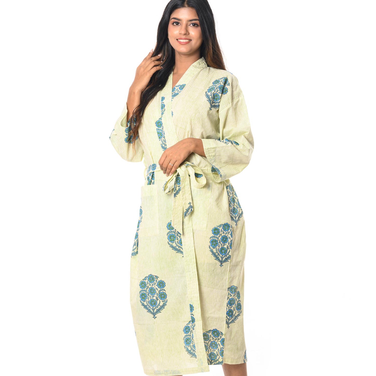 BOUQUET COTTON PRINTED BATHROBE